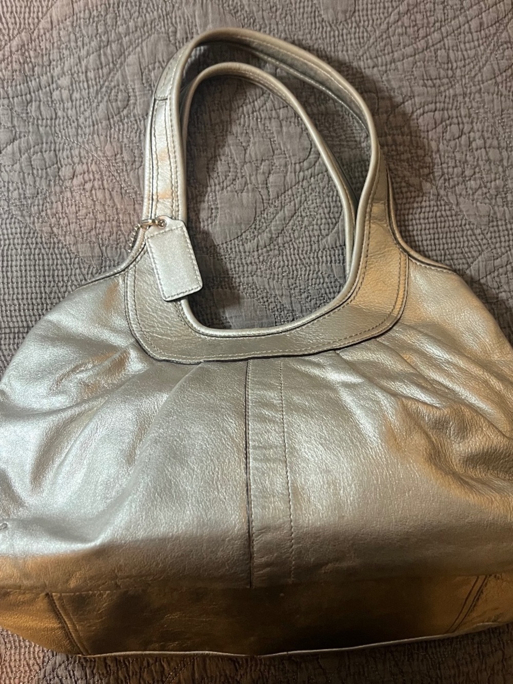 Vintage Y2K Coach Metallic Ergo Bag Large Kiss Lock With Blue Satin Interior